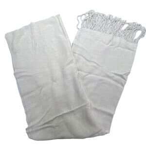 Cream Rayon Large Solid Fringed Neck Scarf Wrap  W20" x L74" Fringe 4"